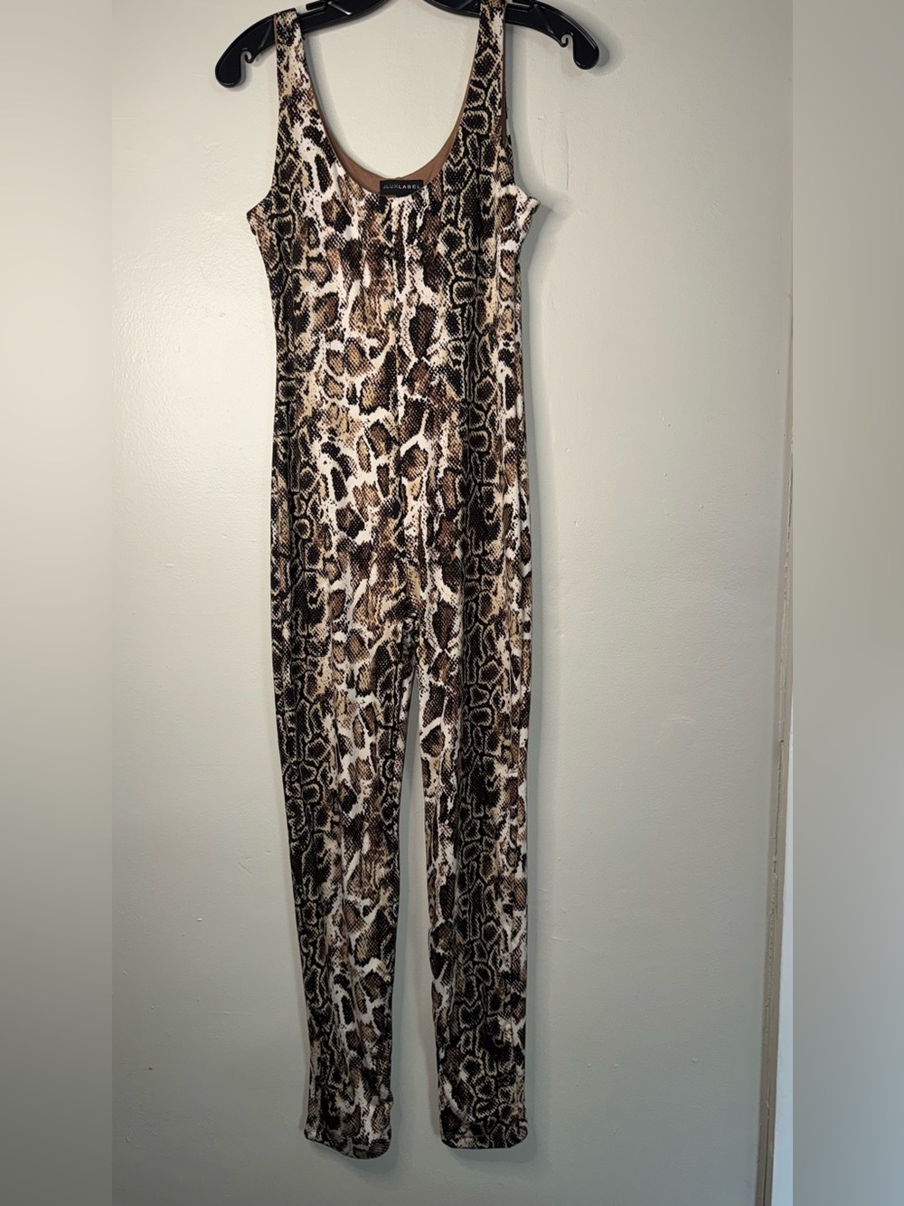 JLUXLABEL Brown & Cream Snake-Print Sleeveless Jumpsuit